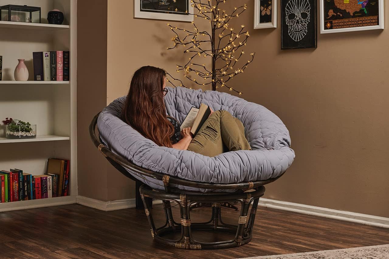 Hudson Comfort Papasan Cushion Cover - Quilted Shape, Soft Microfiber Fabric, Zippered Papasan Cushion Cover Only (Gray, 55 Inch)